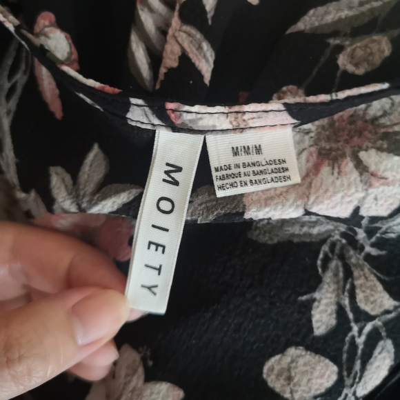 Moiety Floral Wrap Dress Waist Tie Crepe Fabric - Picture 7 of 9